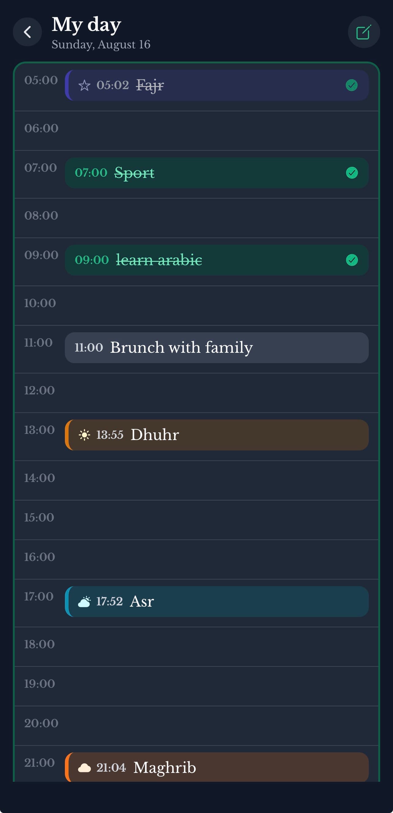 Sukun+ — Your day, hour by hour